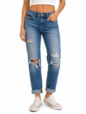 Madewell Medium Blue Distressed Boyfriend Jeans